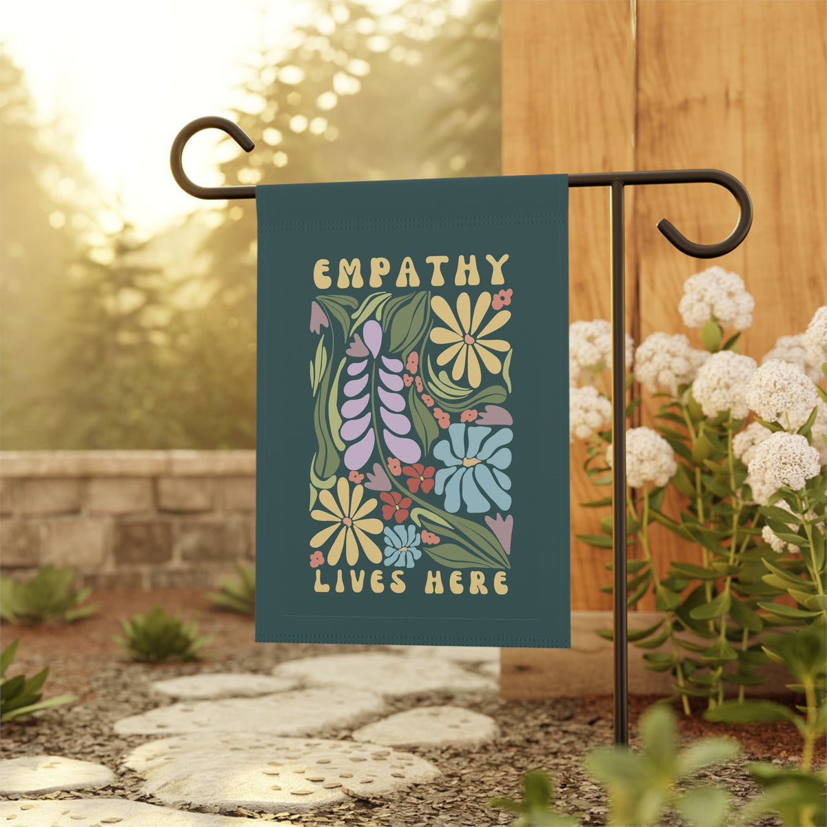 Empathy Lives Here Garden Flag
