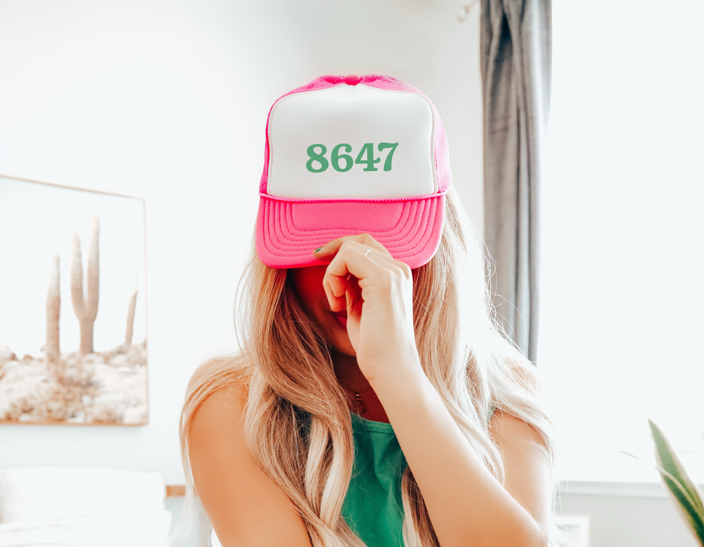 Pink Green 8647 Trucker Hat