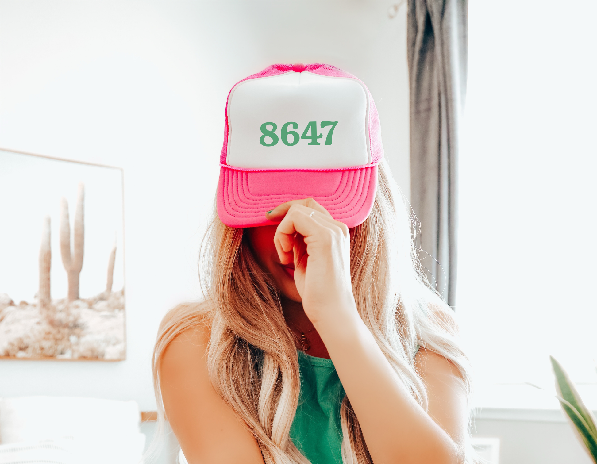 Pink Green 8647 Trucker Hat