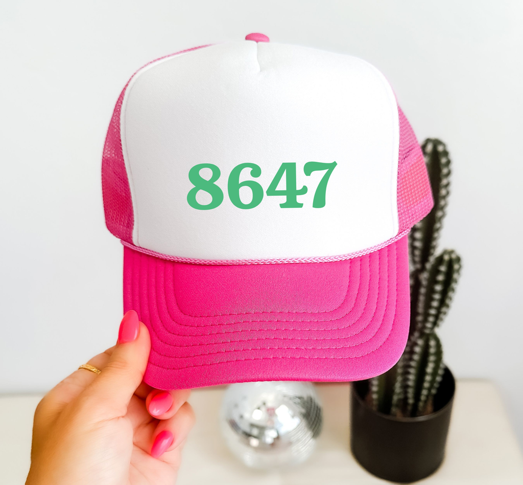 Pink Green 8647 Trucker Hat