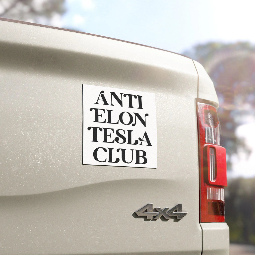 Anti Elon Tesla Club Car Magnet, Square, Funny Anti-Musk Bumper Magnet