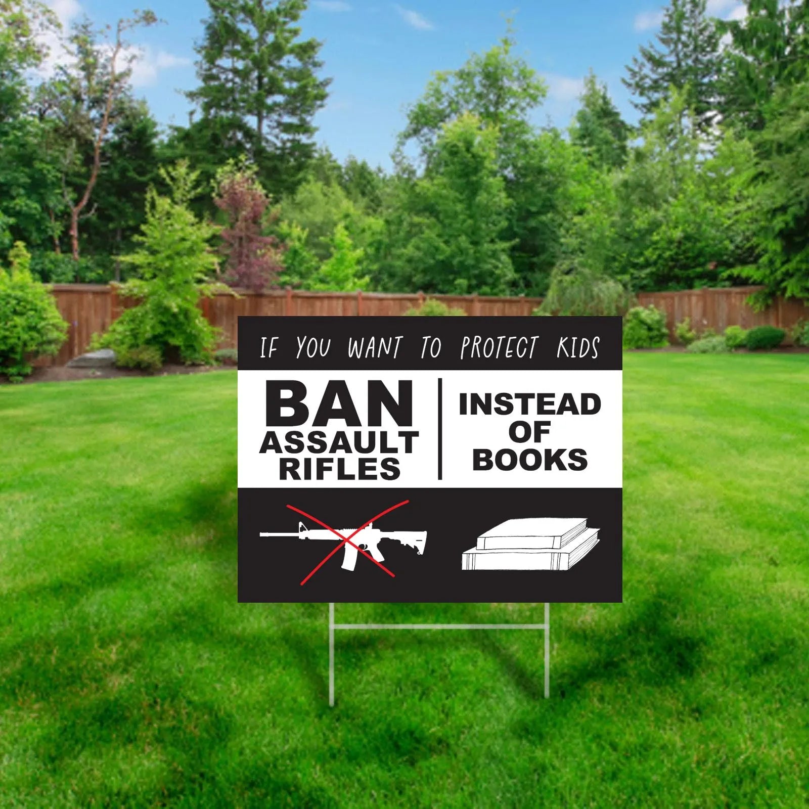 Ban Assault Rifles Not Books, Gun Control Protest Yard Sign