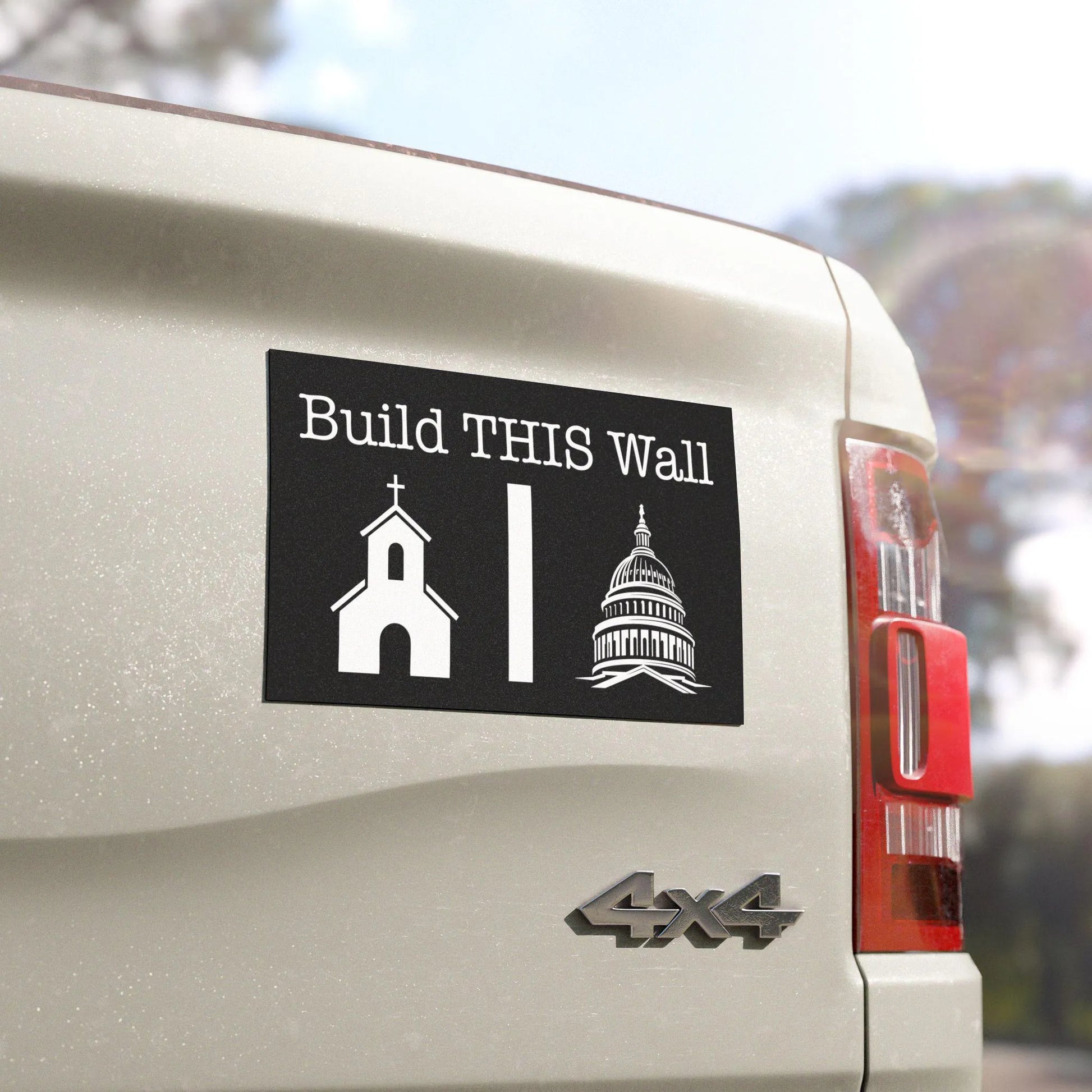 Build This Wall Car Magnet, Separation of Church and State Magnet, No Religion in Government Bumper Magnet