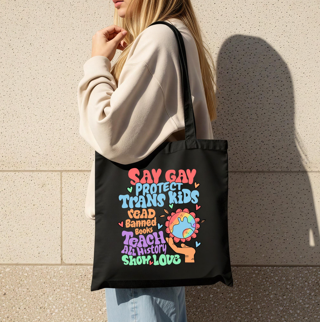 say gay protect trans kids tote bag
