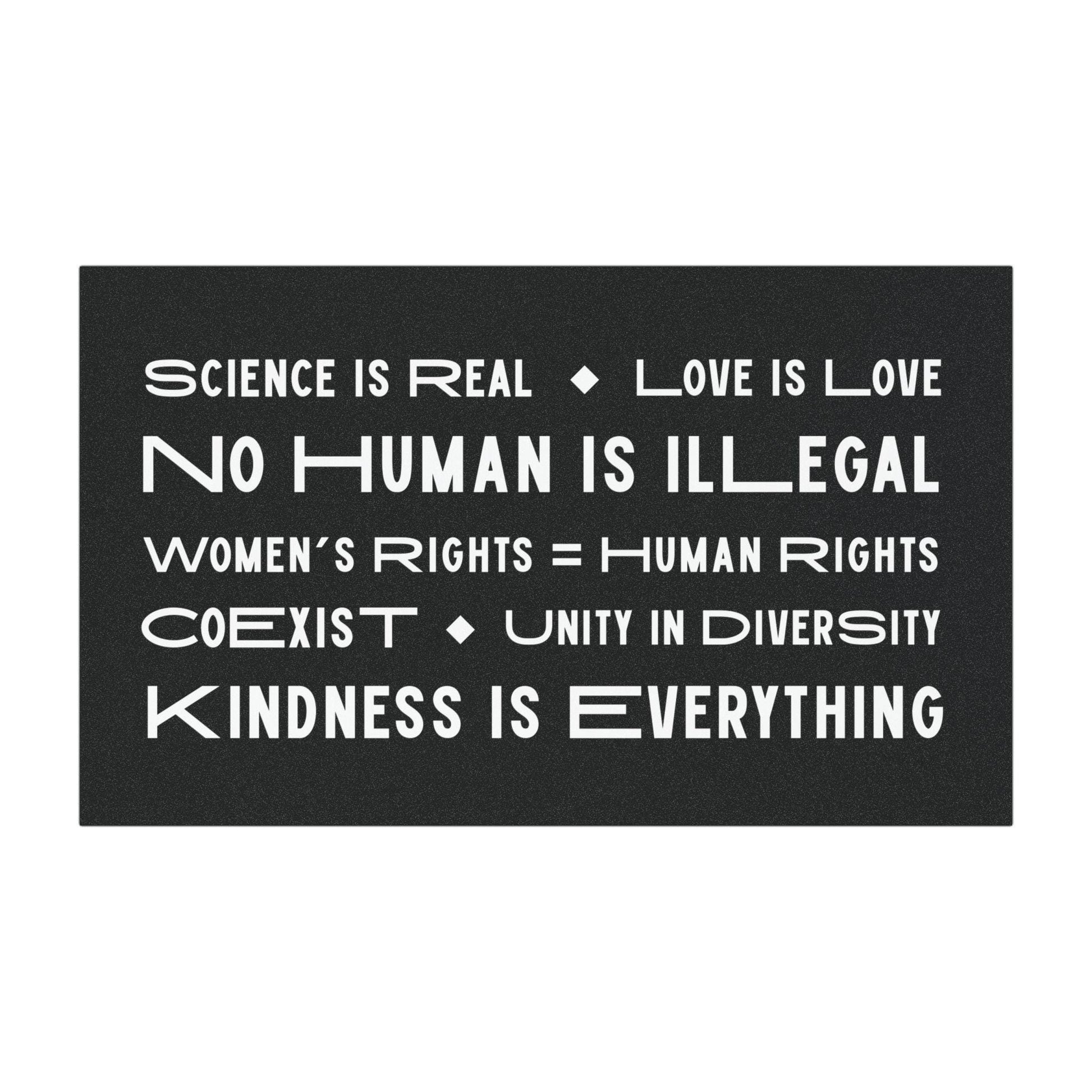 No Human is Illegal Progressive Car Magnet, Science is Real, Coexist, Kindness