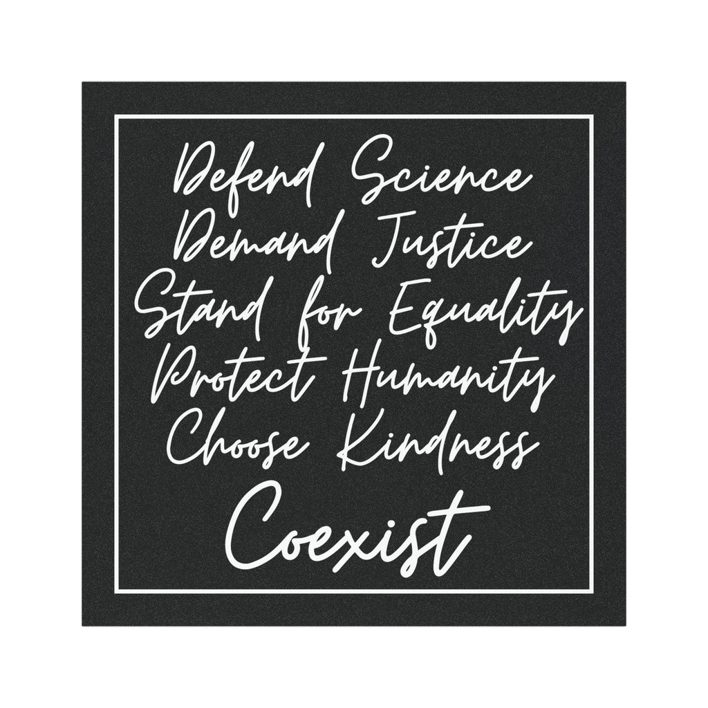 Coexist Magnet – Defend Science, Justice, Equality, Humanity and Choose Kindness Car Bumper Magnet