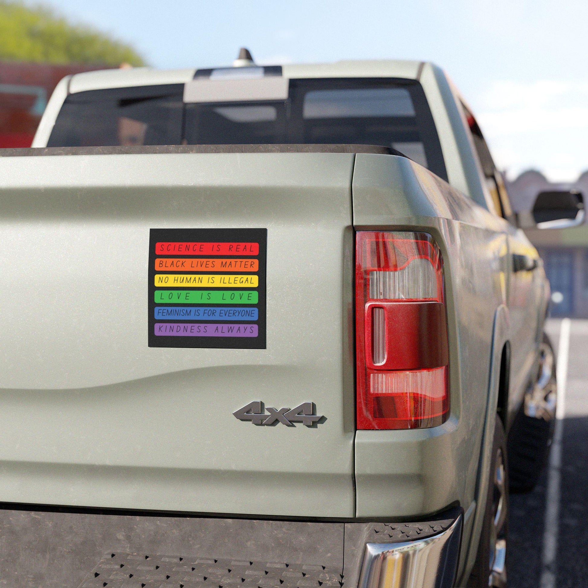 Social Justice Bumper Magnet | Rainbow Activism Car Sticker | Science, BLM, Love, Equality