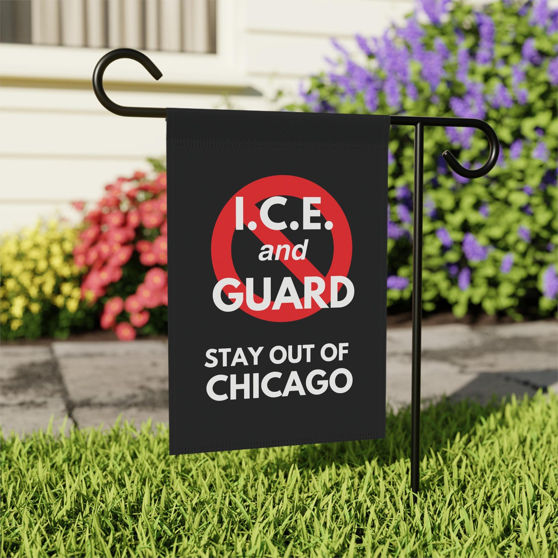 ICE and Guard Stay Out of Chicago Flag, Protest Garden Flag, Political House Banner, Anti ICE Rally