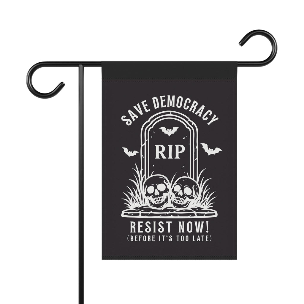 Halloween Democracy Flag, Save Democracy Resist Now Garden Flag, RIP Tombstone Political House Banner with Skulls