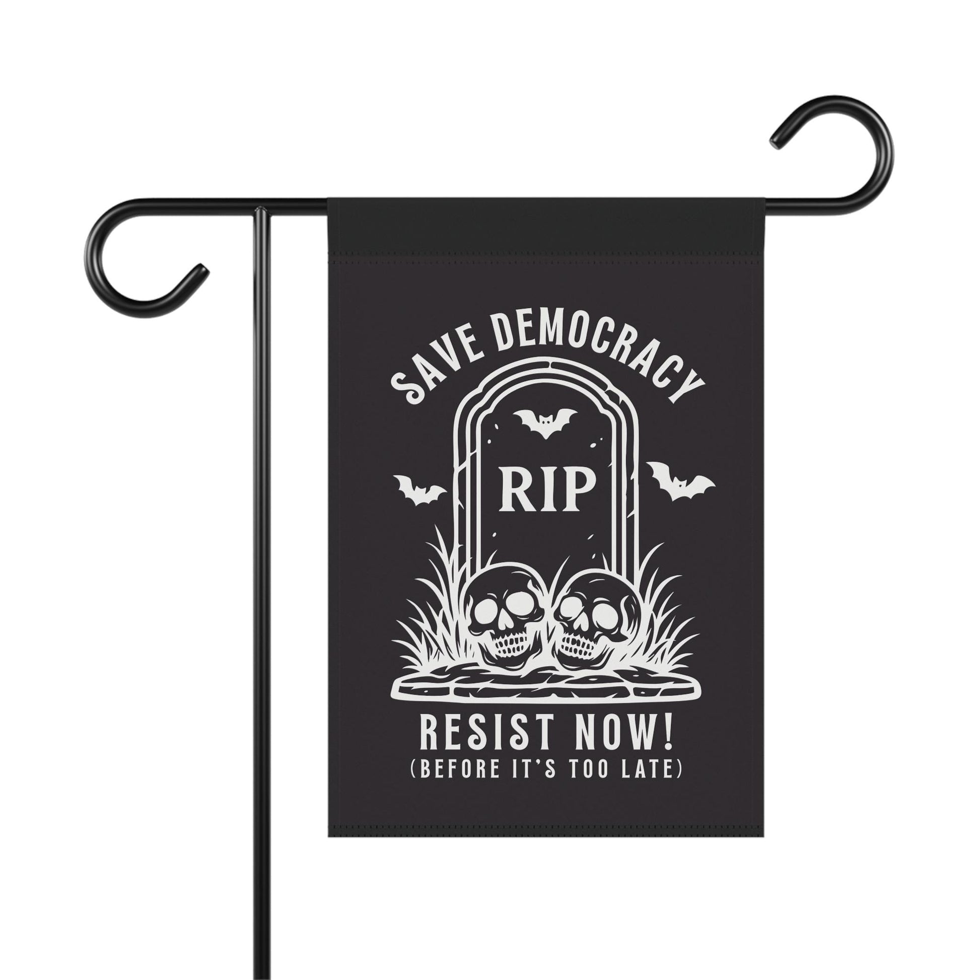 Halloween Democracy Flag, Save Democracy Resist Now Garden Flag, RIP Tombstone Political House Banner with Skulls