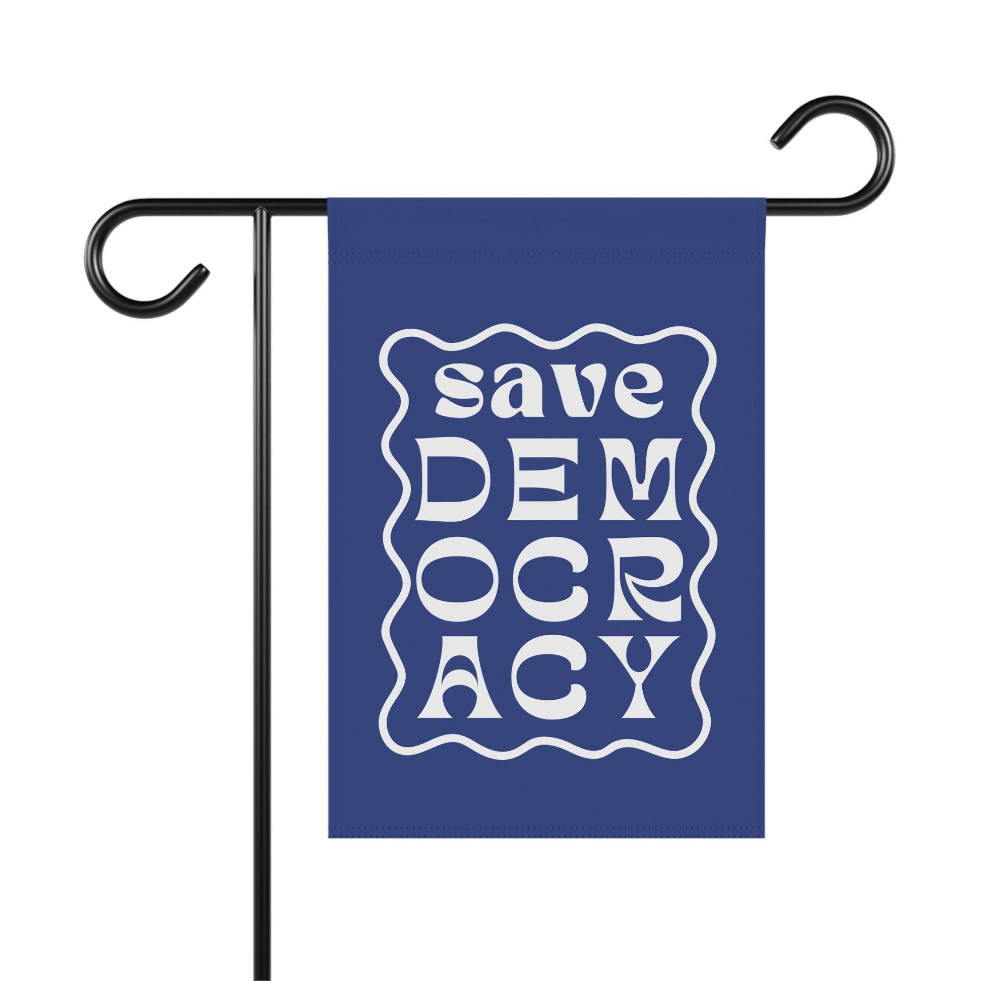 Save Democracy Garden Flag, Anti-Authoritarian Sign, Blue Activist House Banner